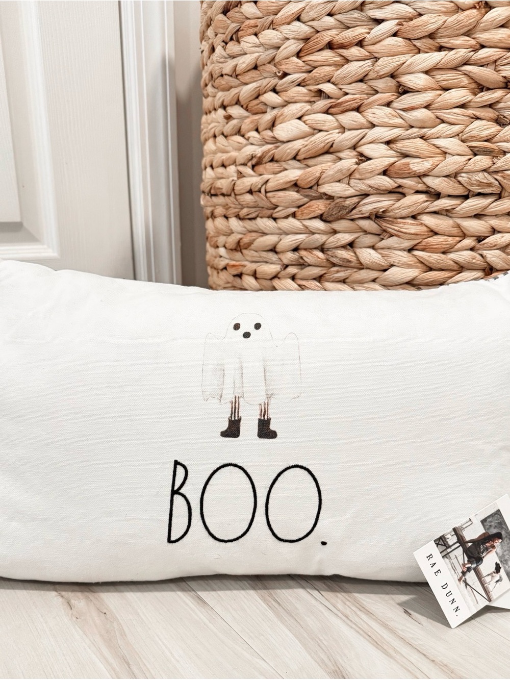 Rae Dunn White Ghost "BOO." Decorative Pillow